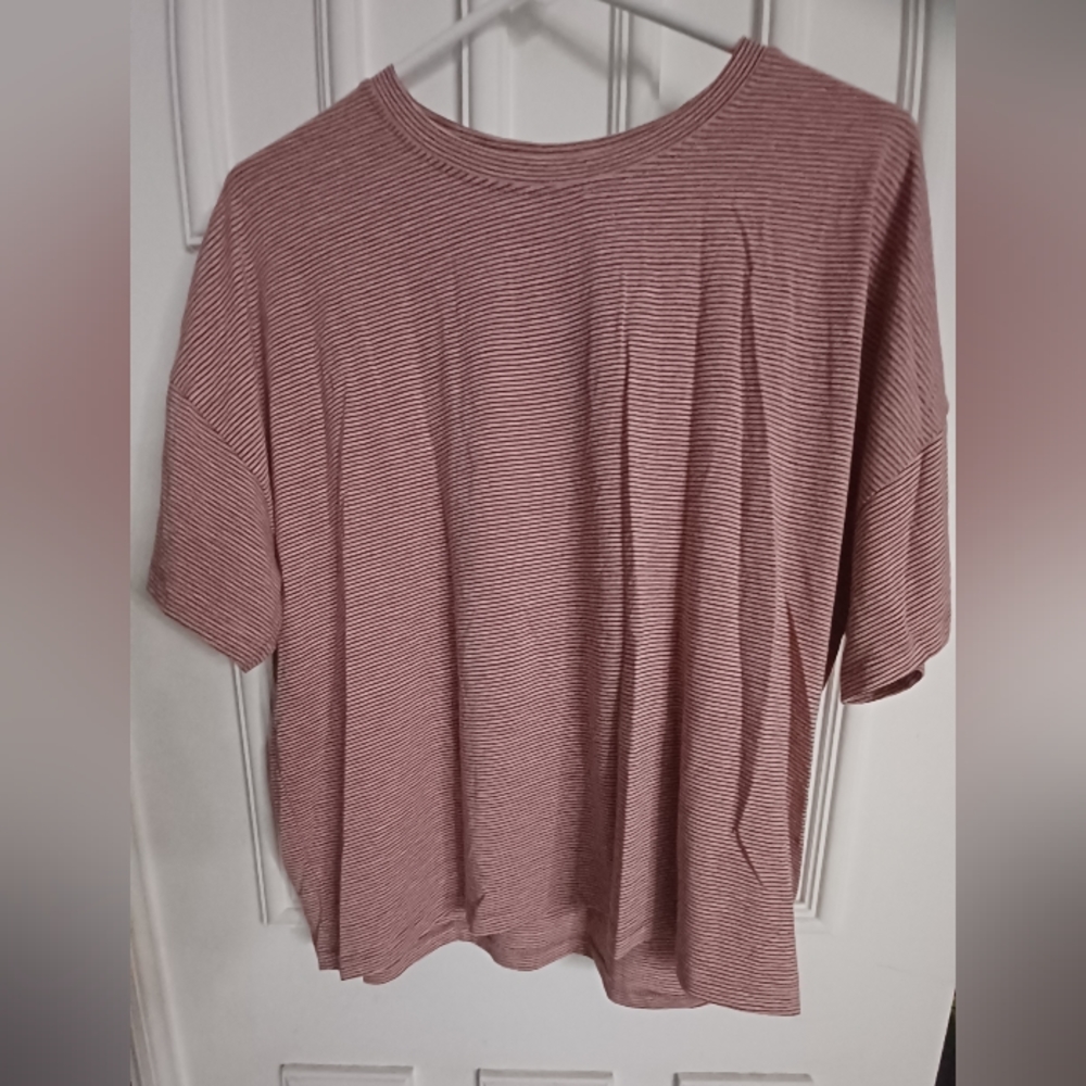 Max Studio Size X Large Pink Stripped Blouse Top Shirt